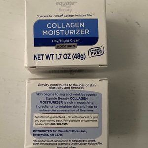 (2) Equate Beauty Collagen Moisturizer Day/Night Cream NIB 1.7 oz ea jar